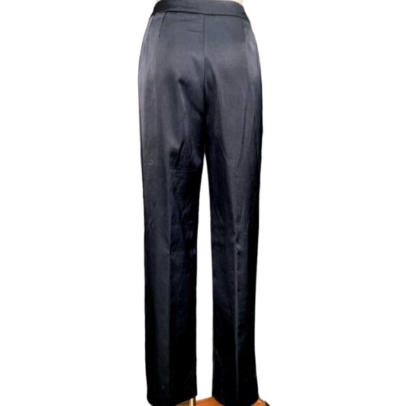Apostrophe Stretch Satin High-Rise Flat Front Dress Pants Sz 12 Black 105G - Picture 7 of 9